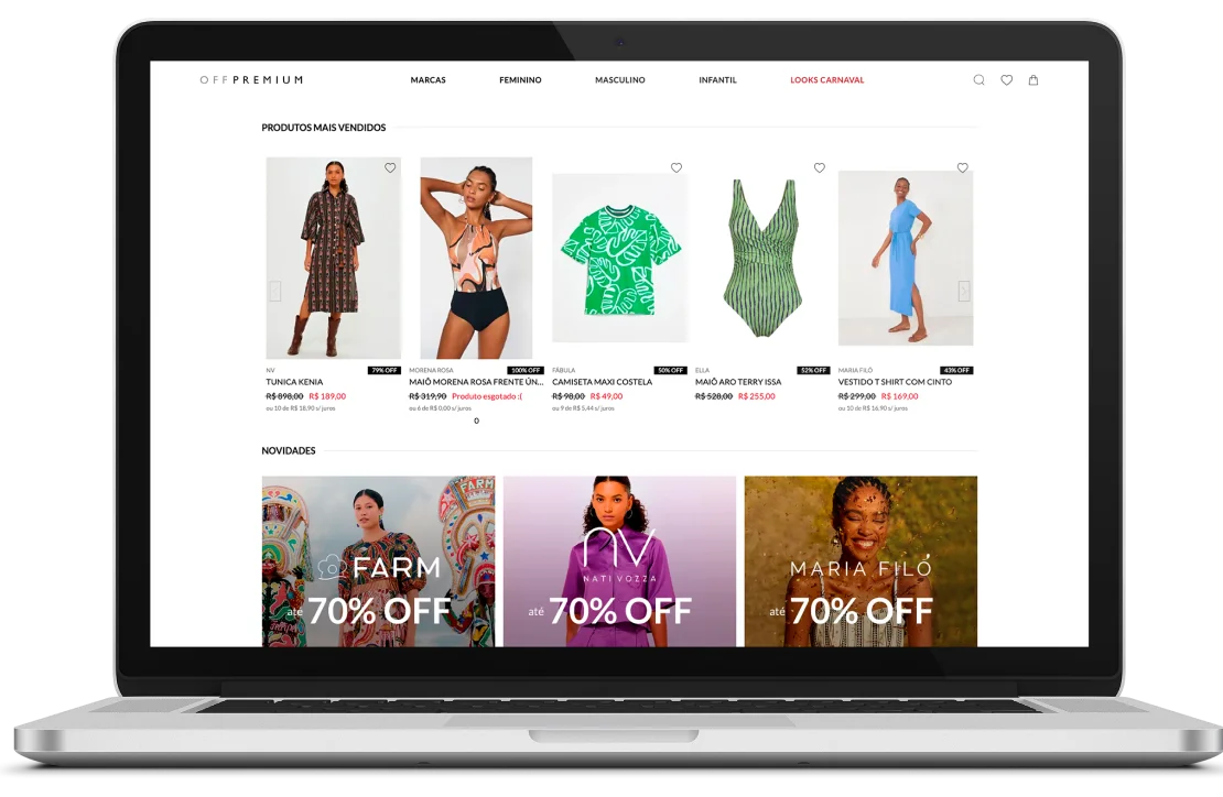 Reprodução e-commerce OFF PREMIUM | Produto Web, realizado com o apoio de profissionais alocados da Digital Republic