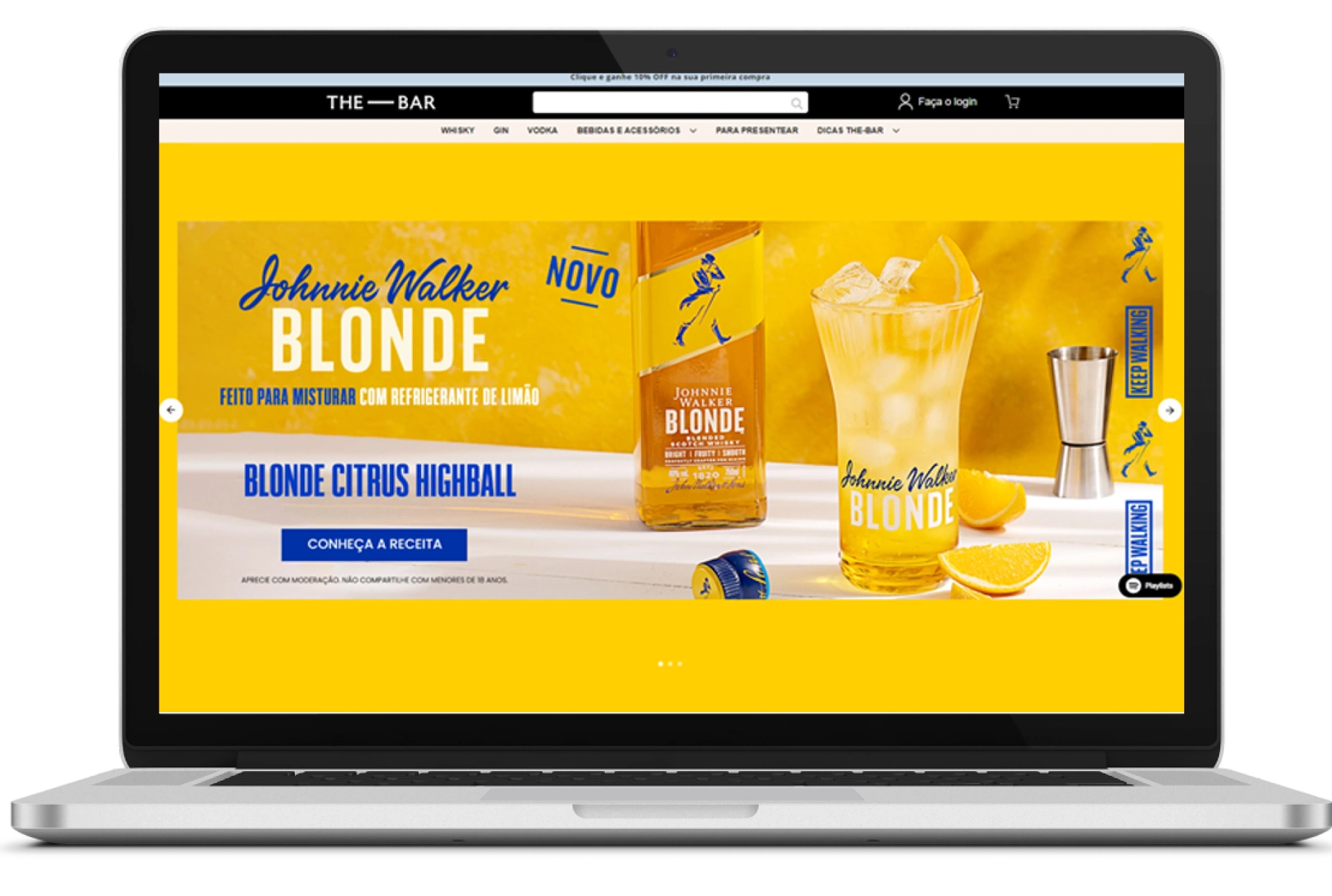 Reprodução da página The Bar | Johnnie Walker Blonde
