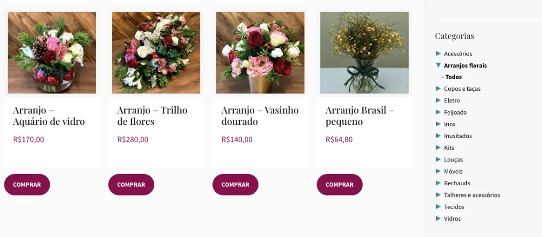 Exemplos de produtos disponíveis para locação no e-commerce | Reprodução site